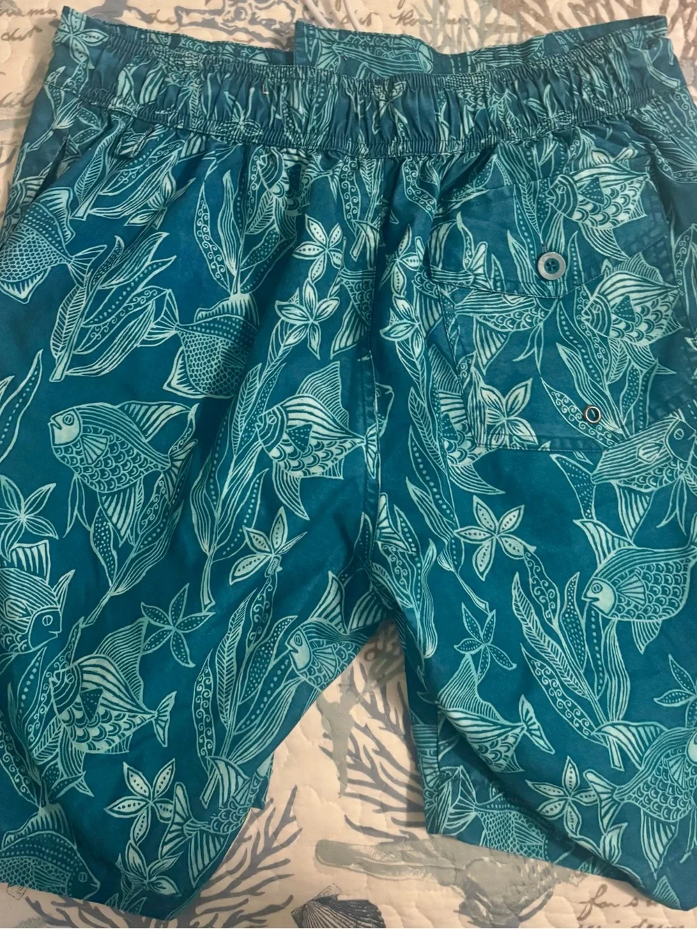 St. John's Bay Teal and Aqua Nautical Swim Trunks